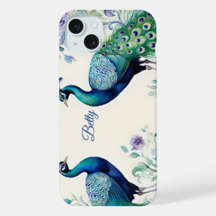 Aquarelle florale de paon