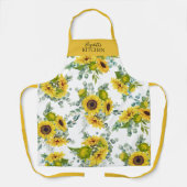 Aquarelle florale de pays jaune Tournesol tablier (Recto)