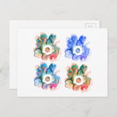 Aquarelle florale dessinée à la main carte postale (Devant / Derrière)