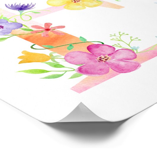 Aquarelle Florale E Poster (Coin)