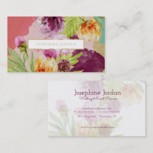 Aquarelle florale et carte de visite moderne de