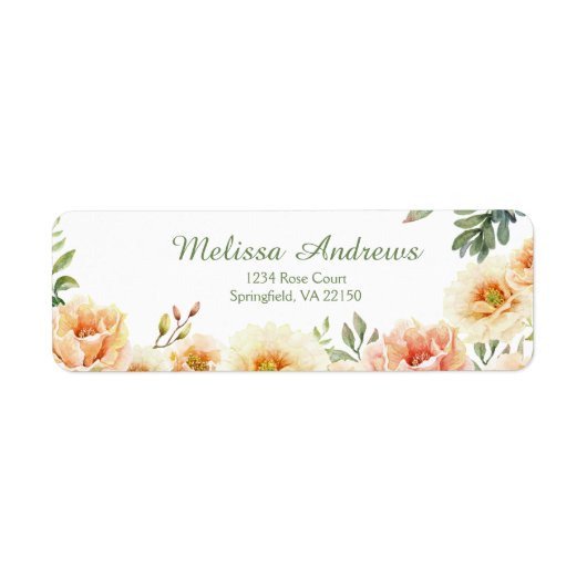 Aquarelle florale Étiquettes d'adresse de retour (Devant)