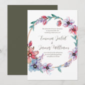 Aquarelle Florale Faire-part de mariage (Devant / Derrière)