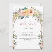 Aquarelle florale Faire-part de mariage cadre past (Devant)