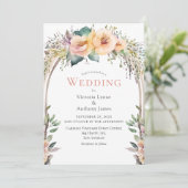 Aquarelle florale Faire-part de mariage cadre past (Debout devant)