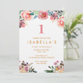 Aquarelle florale filles invitation anniversaire (Debout devant)