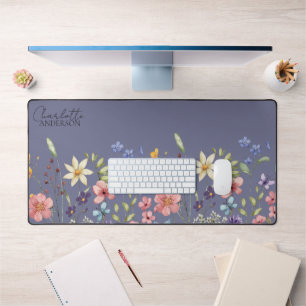 Aquarelle florale Fleur sauvage Violet Gris