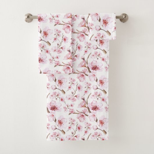 Aquarelle Florale Fleurs de cerisier rose blanc (En situation)