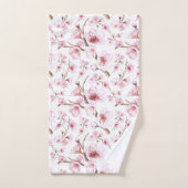 Aquarelle Florale Fleurs de cerisier rose blanc (Serviette à main)