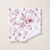Aquarelle Florale Fleurs de cerisier rose blanc (Gant de toilette)