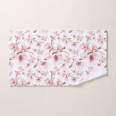 Aquarelle Florale Fleurs de cerisier rose blanc (Serviette à main)