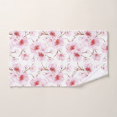 Aquarelle Florale Fleurs de cerisier rose blanc (Serviette à main)