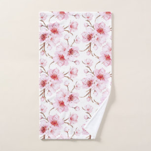 Aquarelle Florale Fleurs de cerisier rose blanc