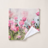 Aquarelle florale Fleurs de pavot rose (Gant de toilette)