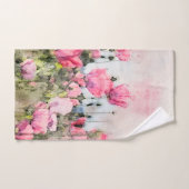 Aquarelle florale Fleurs de pavot rose (Serviette à main)