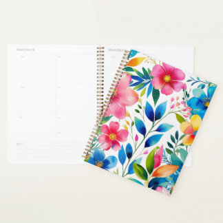 Aquarelle Florale - Fleurs Jaunes Bleues Rose