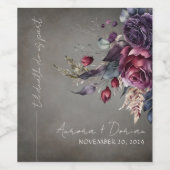 Aquarelle florale gothique Mariage Étiquette de vi (Étiquettes simples)