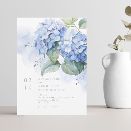 Aquarelle florale Hydrangea Faire-part de mariage