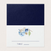 Aquarelle Florale Hydrangea Navy Carte Place (Outside Unfolded)