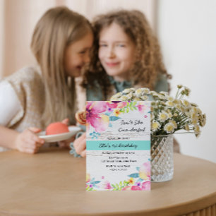 Aquarelle Florale Invitation d'anniversaire