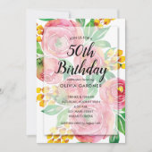 Aquarelle Florale Invitations d'anniversaire (Devant)