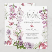 Aquarelle Florale Invitations de douche nuptiale (Devant / Derrière)