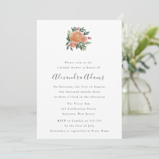 Aquarelle Florale Invitations de douche nuptiale (Debout devant)
