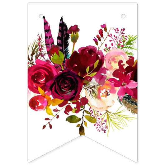 aquarelle florale, joyeux anniversaire, BANNIÈRE D (Premier drapeau)