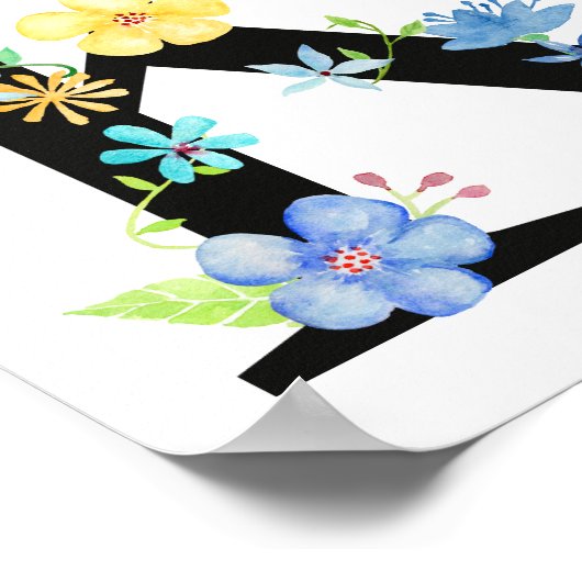 Aquarelle Florale K Poster (Coin)