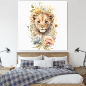 Aquarelle florale lionceau Toile Mur Art (Insitu(Chambre))