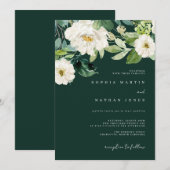 Aquarelle Florale luxuriante Faire-part de mariage (Devant / Derrière)