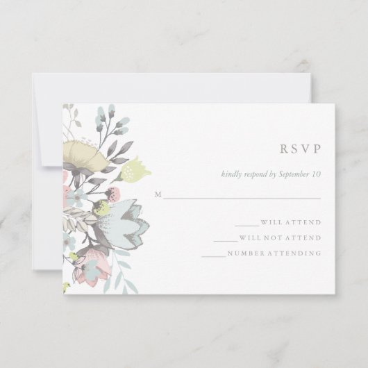 Aquarelle Florale Mariage botanique RSVP (Devant)