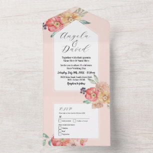 Aquarelle florale Mariage floral Invitation & RSVP