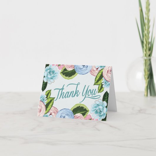 Aquarelle Florale Merci Cartes de notes 2 (Devant)