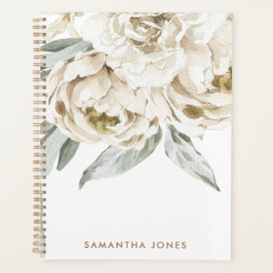 Aquarelle florale minimaliste moderne Peonie blanc