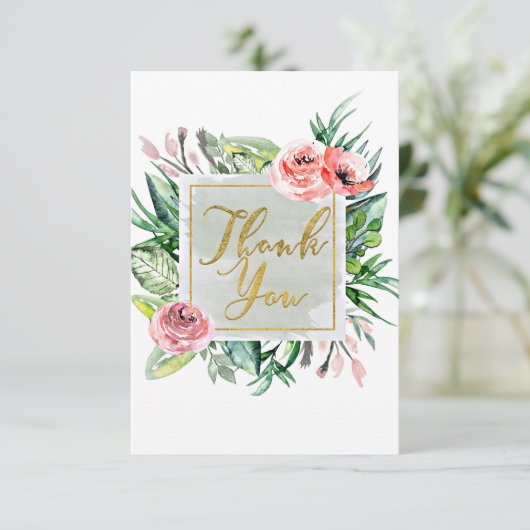Aquarelle florale moderne Elégant Merci chic (Debout devant)