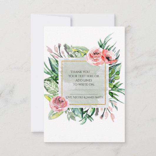Aquarelle florale moderne Elégant Merci chic (Dos)