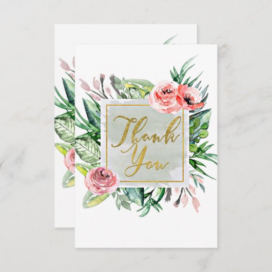 Aquarelle florale moderne Elégant Merci chic (Devant / Derrière)