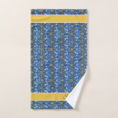 Aquarelle florale Monogramme jaune bleu (Serviette à main)