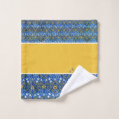 Aquarelle florale Monogramme jaune bleu (Gant de toilette)