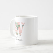 Aquarelle florale - Mug initial - W (Devant gauche)