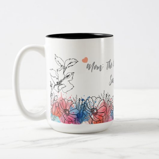 Aquarelle florale Mug pour maman avec citation (Gauche)