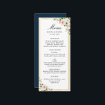aquarelle florale or cadre mariage menu<br><div class="desc">design de cadre doré moderne. Elégant rose aquarelle de couleur rose. Vous pouvez personnaliser le texte et les couleurs.</div>
