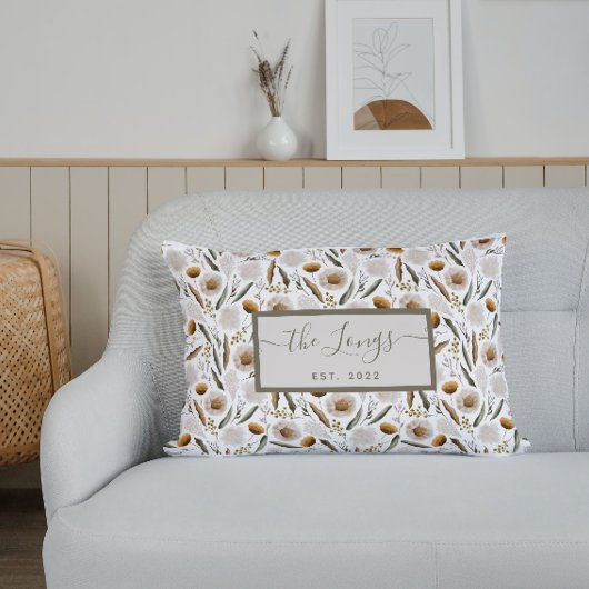 Aquarelle Florale oreiller à lancer personnalisé