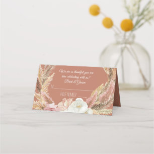 Aquarelle Florale Pampas Grasse Tente Place Cartes