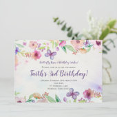 Aquarelle florale papillon Invitation d'anniversai (Debout devant)