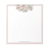 Aquarelle Florale, Pastel, Bordure Rose, Bloc-note (Devant)