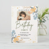 aquarelle florale photo mignonne invitations anniv (Debout devant)