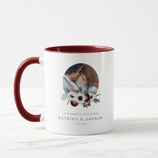 Aquarelle florale Photo Mug (Gauche)