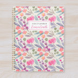 Aquarelle Florale pourpre<br><div class="desc">Carnet de planificateur personnalisé avec motif à fleurs pourpre aquarelle avec nom personnalisé.</div>